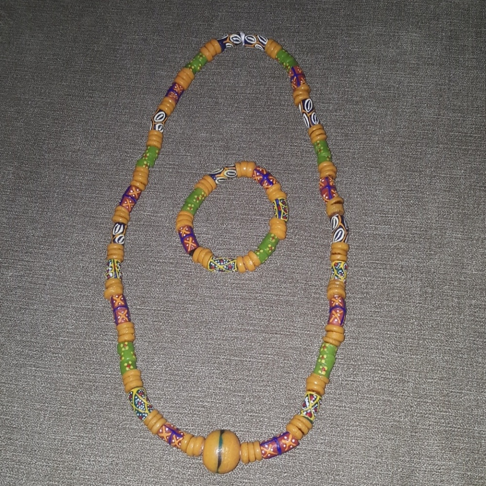 Custom beaded necklace and bracelet set